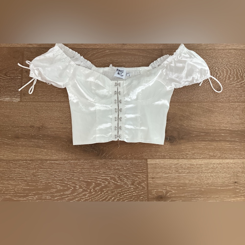 princess polly corset silk white top size 4